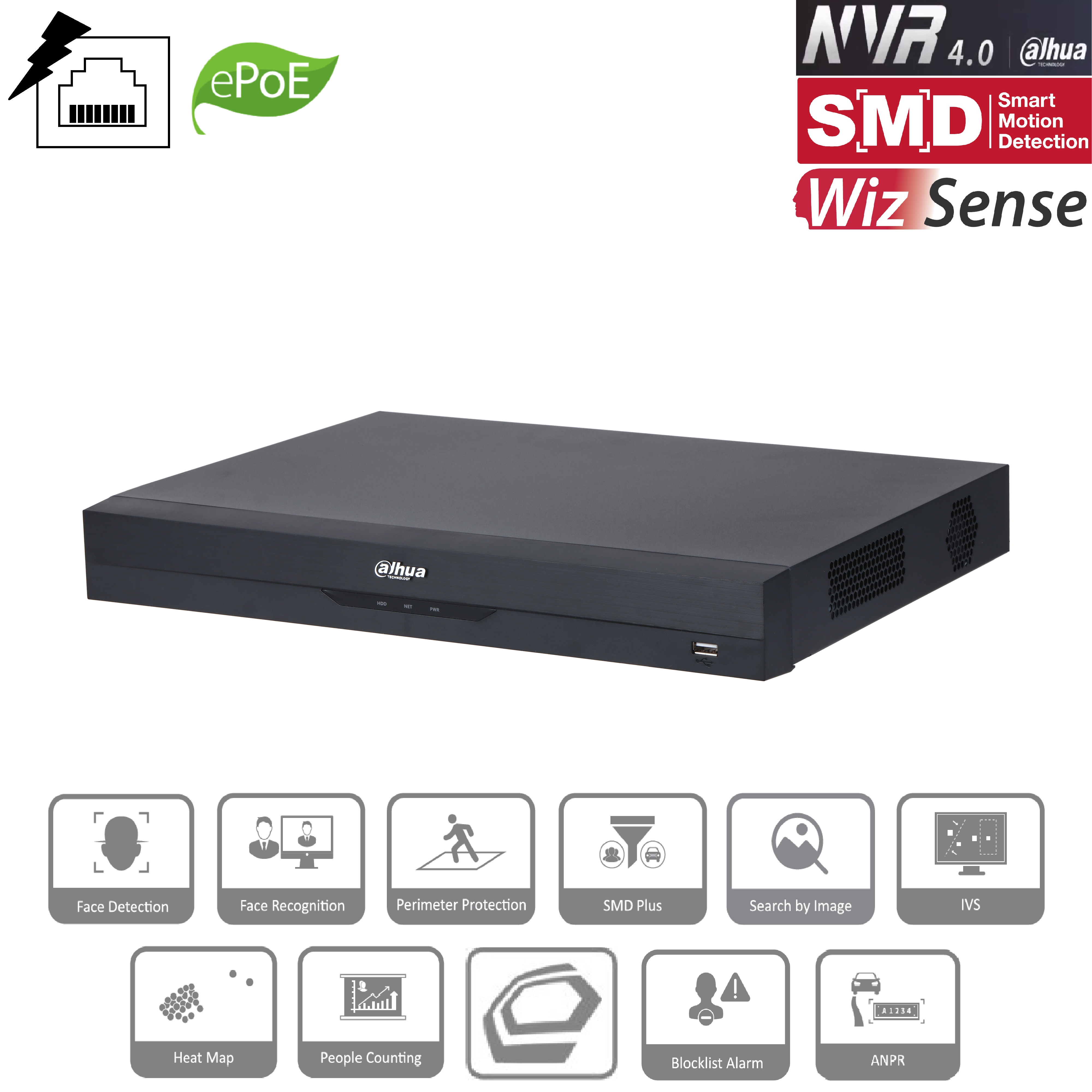 Dahua - NVR5208-8P-EI - NVR - 8 Kanal - 8 PoE