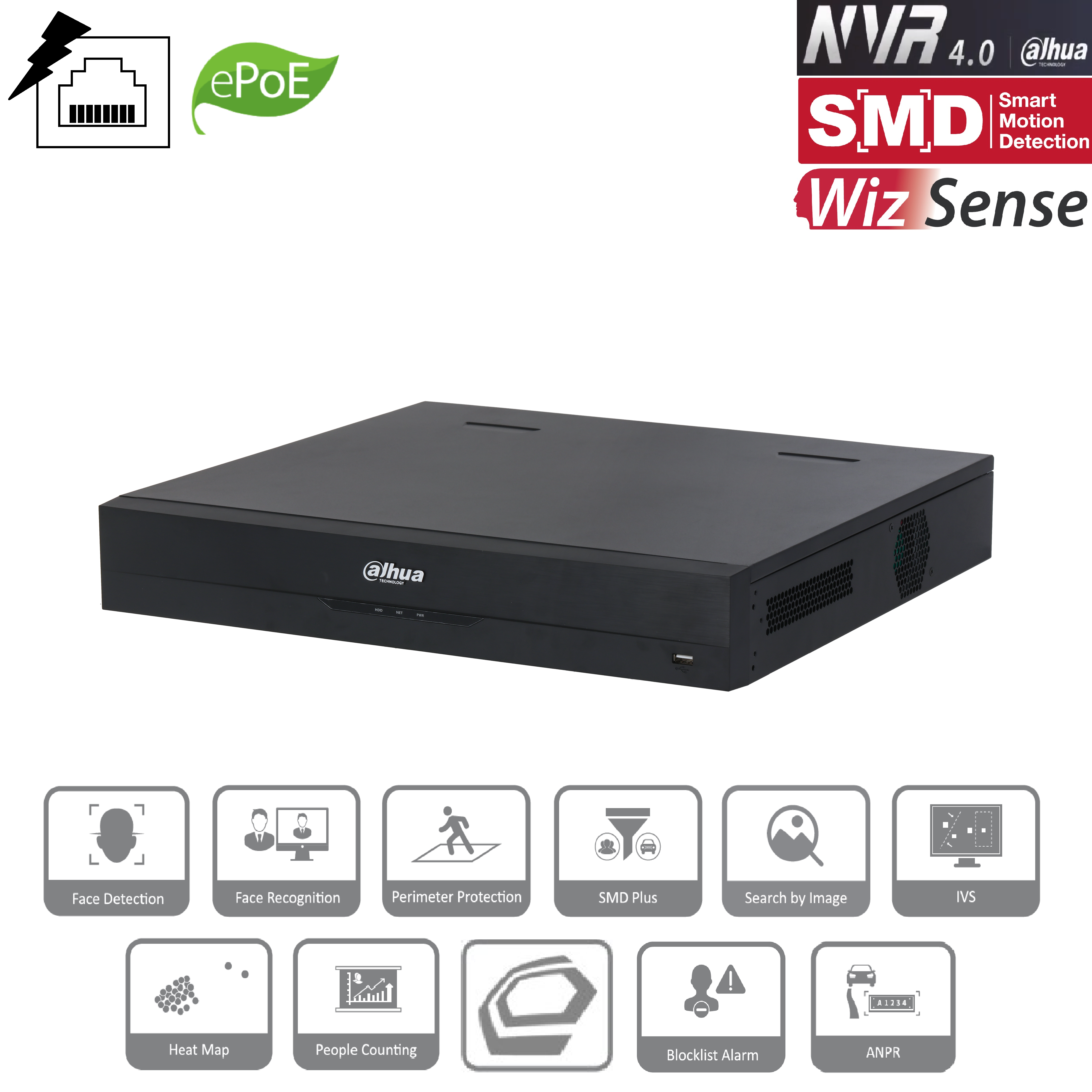 Dahua - NVR5416-16P-EI - NVR- 16 Kanal - 16 PoE