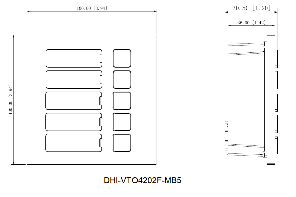 Dahua - VTO4202F-MB5 - 5 Knopf Modul