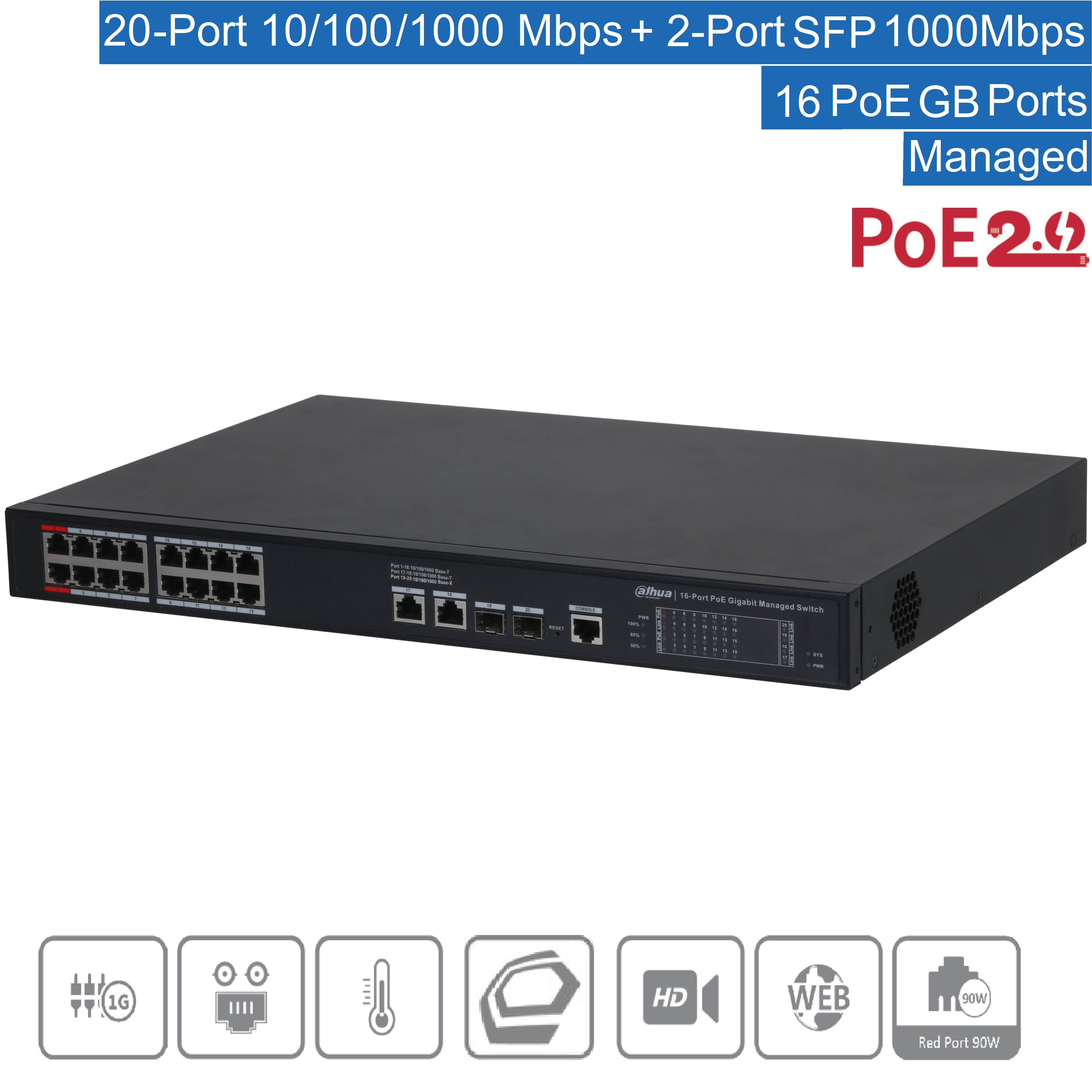 Dahua - S4220-16GT-240 - Switch - 16 PoE-GB