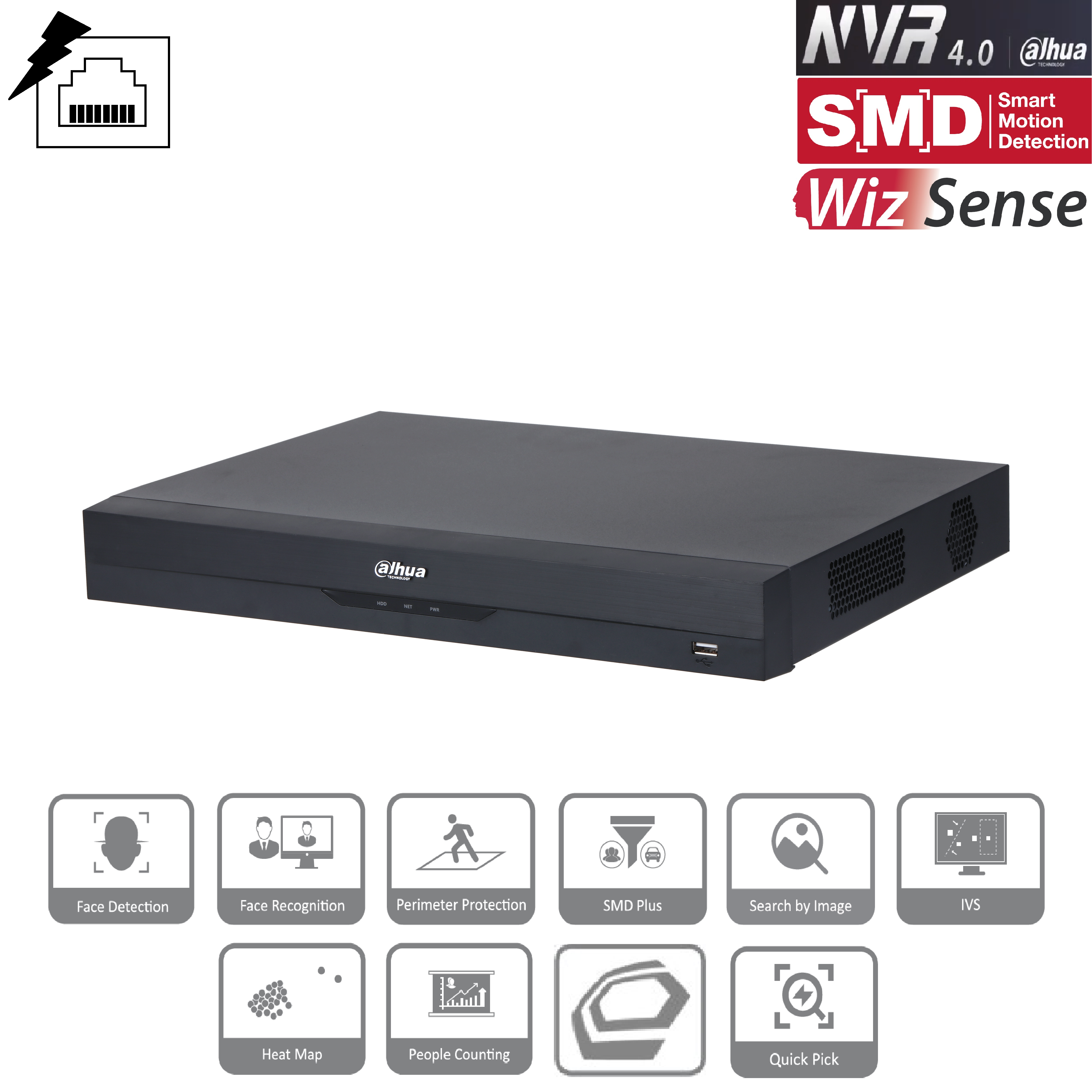 Dahua - NVR4204-P-EI - NVR - 4 Kanal -  4 PoE