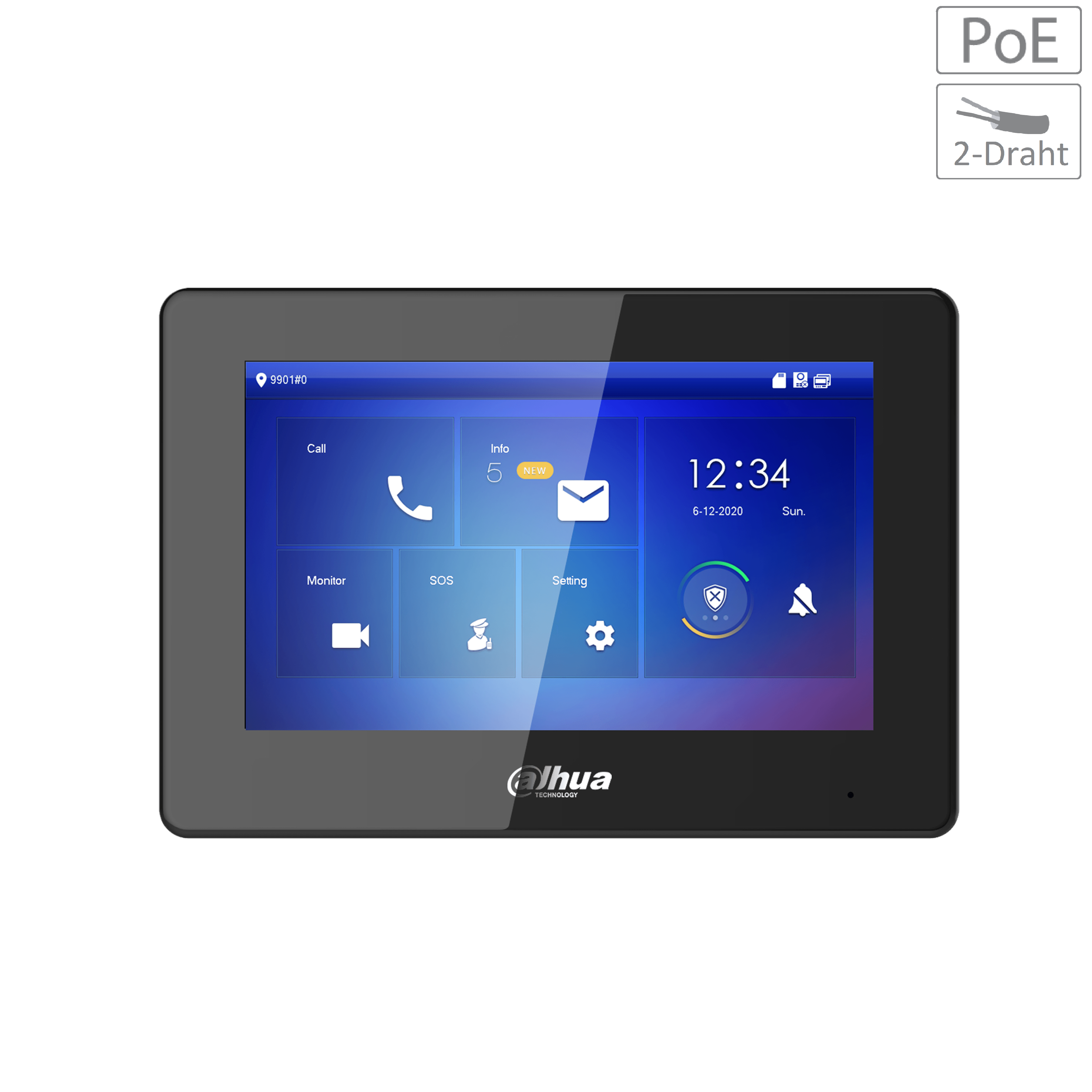 Dahua - VTH5422HB - Monitor - Hybrid - PoE - 2-Draht - Schwarz