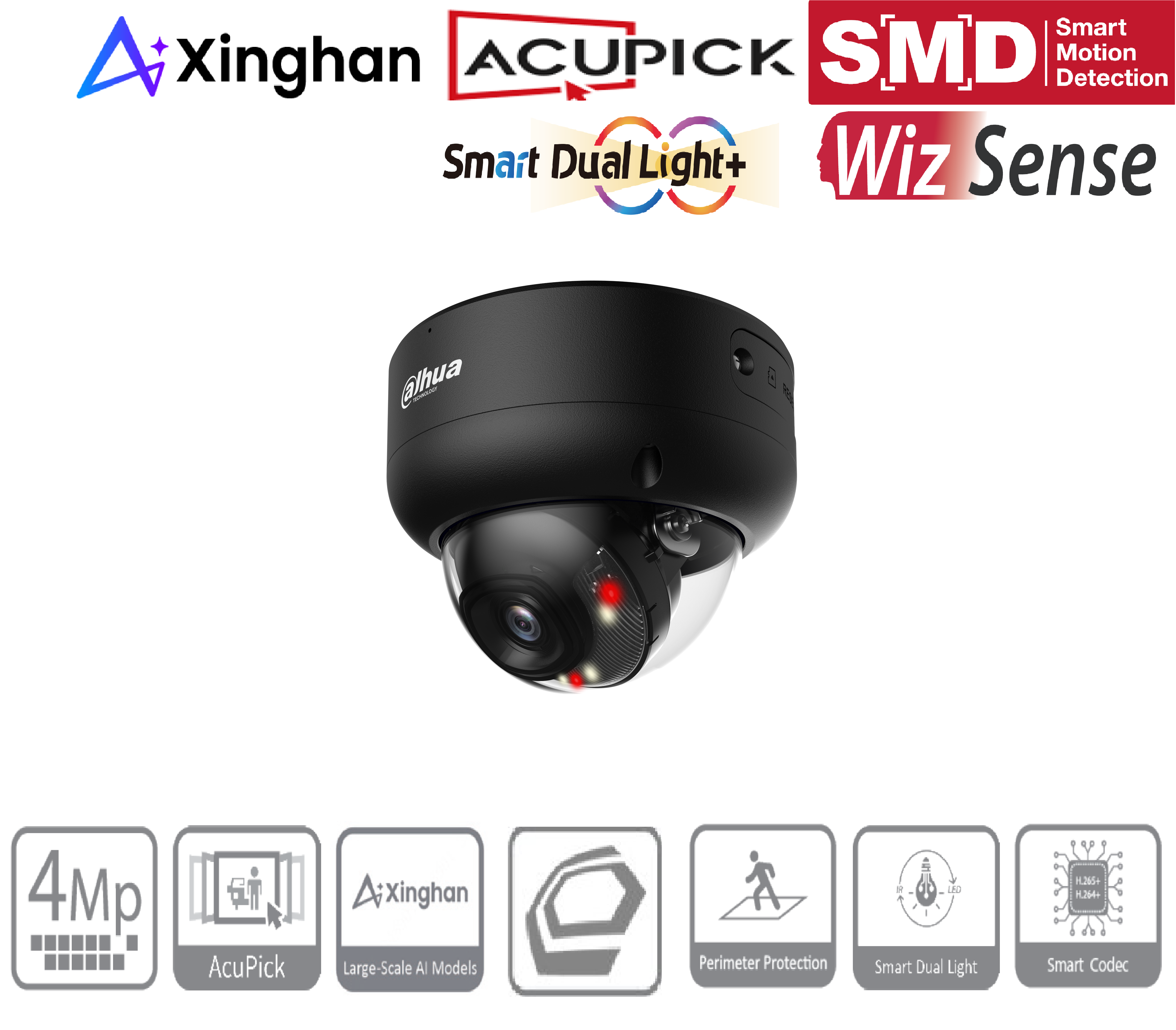 Dahua - IPC-HDBW3449EP-S-IL-0280B-Black - IP - Dome