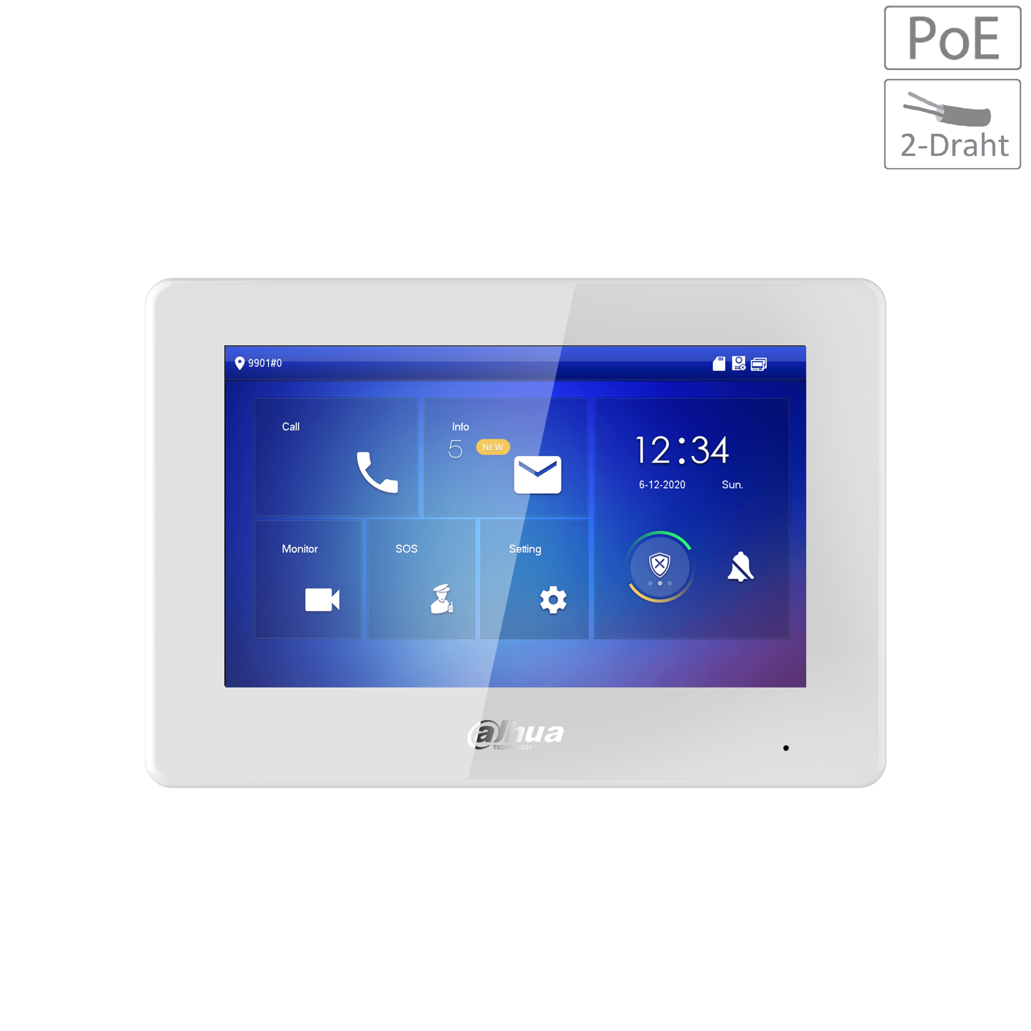 Dahua - VTH5422HW - Monitor - Hybrid - PoE - 2-Draht - Weiss