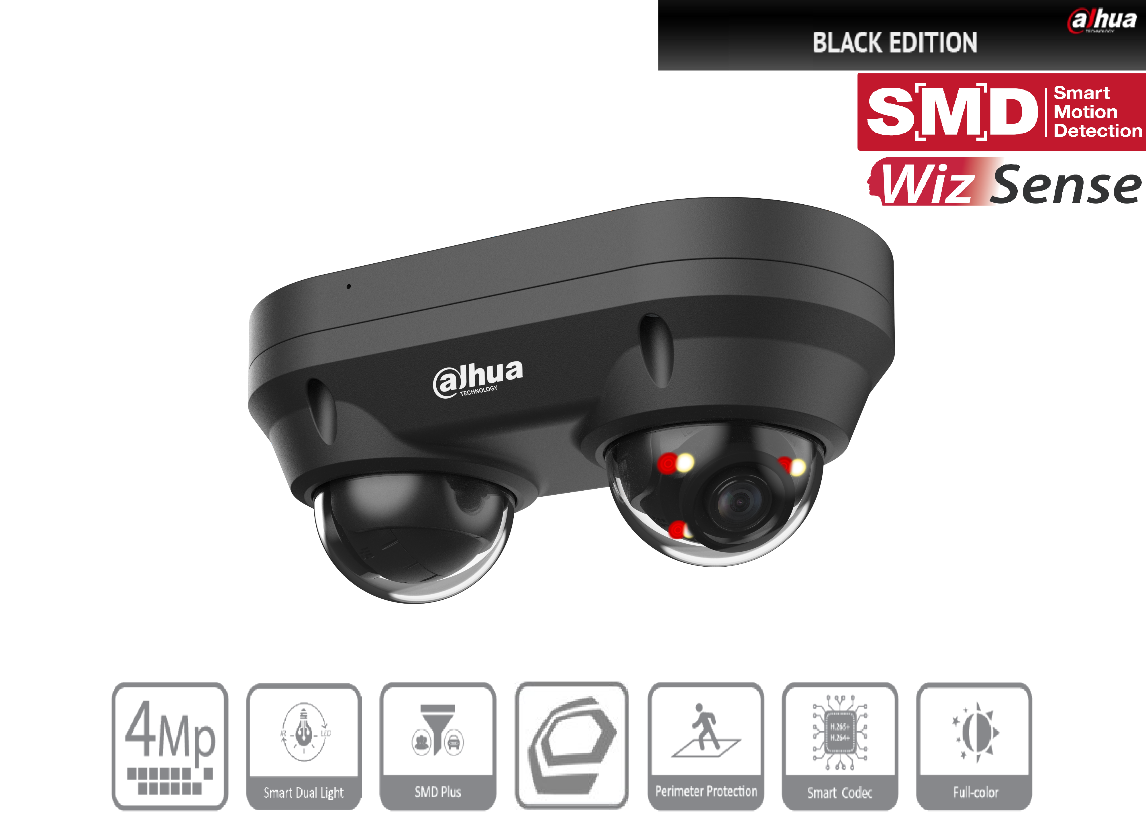 Dahua - IPC-HDBW2449FP-AS-E2-IL-0280B-Black - IP -Dome