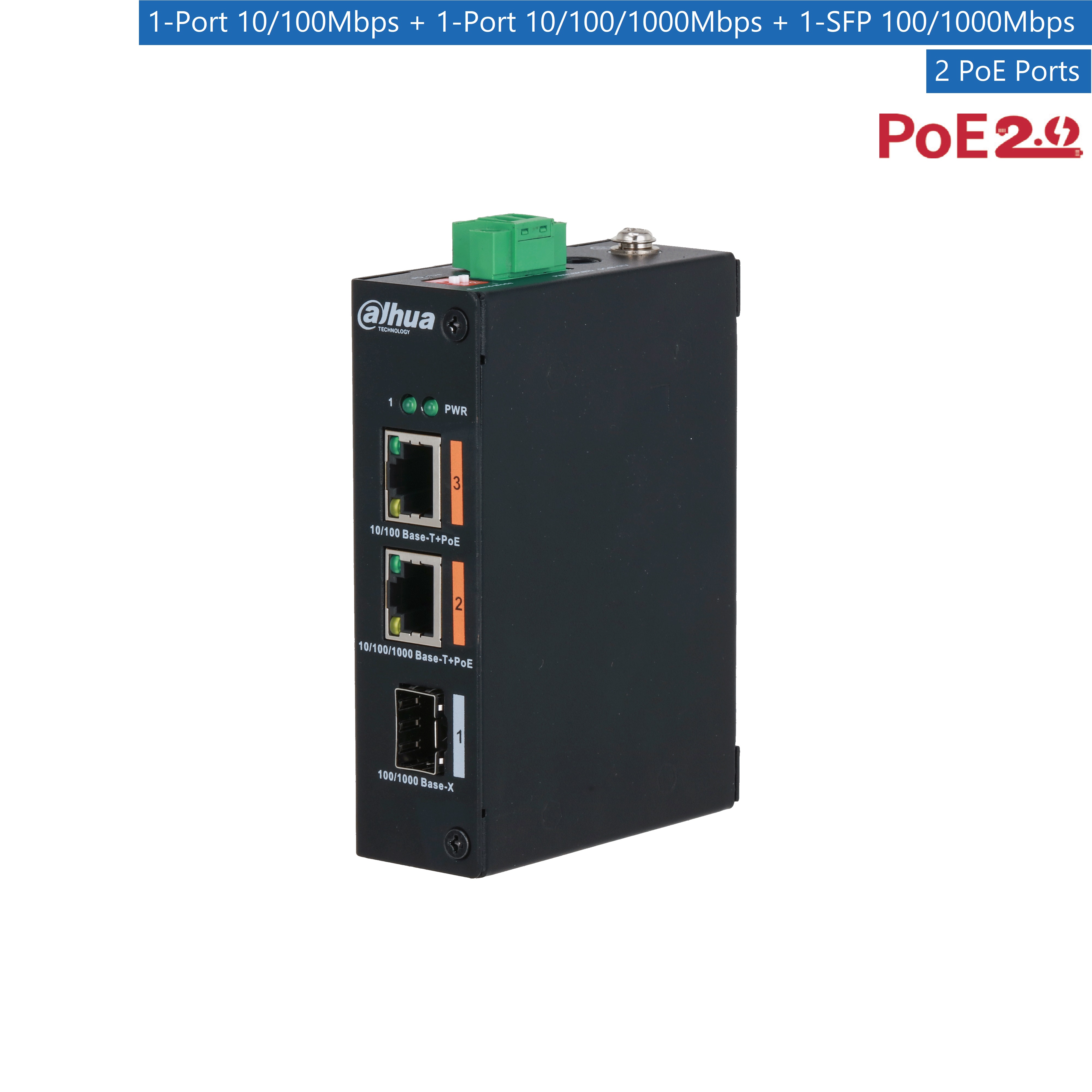 Dahua - PFS3103-1GT1ET-60-V2 - Switch - 2 Hi-PoE - 1 SFP